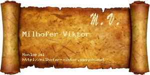 Milhofer Viktor névjegykártya